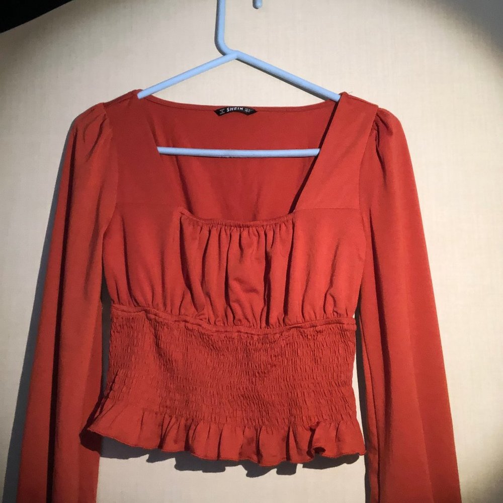 Shein Rust Long Sleeve Top